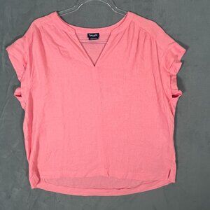❊SPLENDID❊ Coral Pink Soft linen Blend Tee V Neck Cap Sleeve L